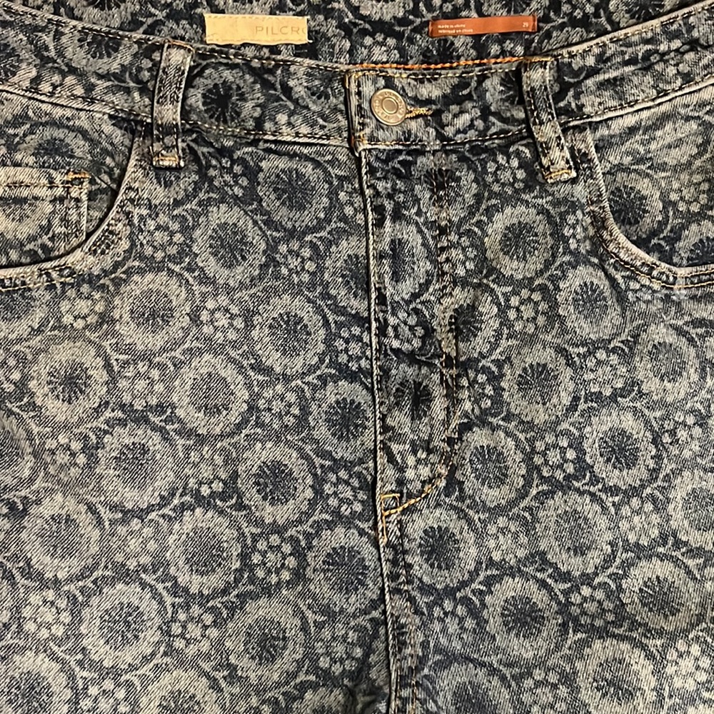 Anthropologie Pilcro and the Letterpress Floral Printed The Icon Jeans Size 29